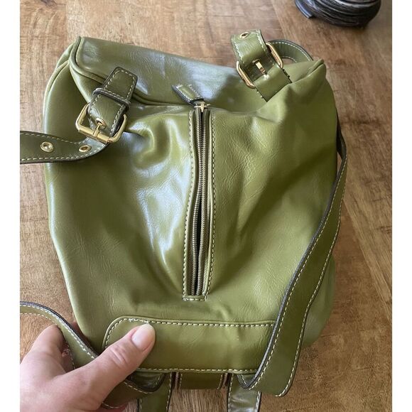 Backpack Mini Women’s Green Simulated Leather Gold Fittings Great Condition - Picture 11 of 11